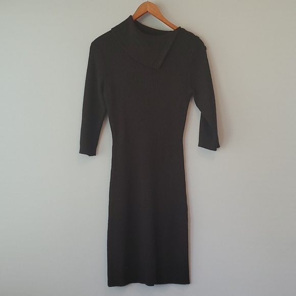 Cynthia Rowley Brown Ribbed Turtleneck Dress - Picture 1 of 7